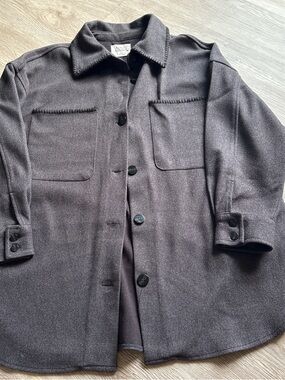 Women’s Grey Wool Jacket with Black Stitching size L